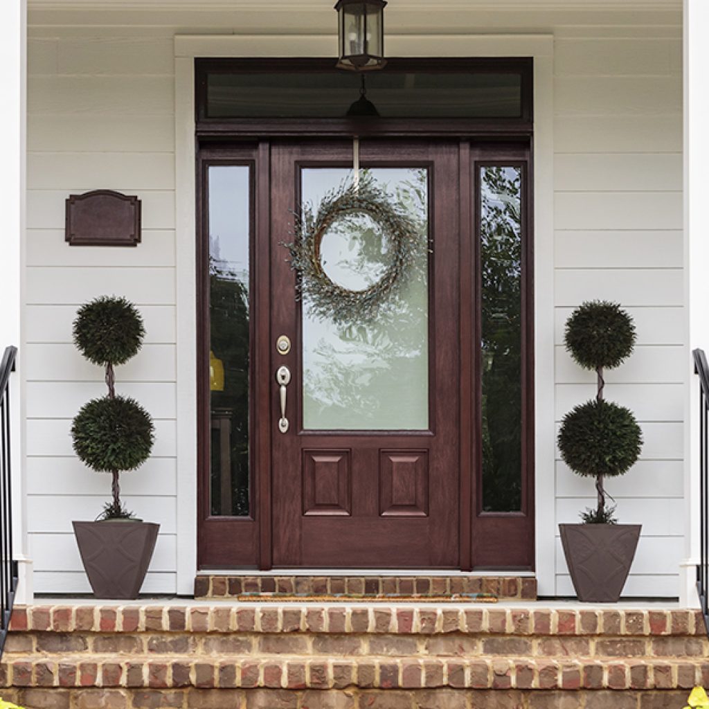 mahogany woodgrain front door